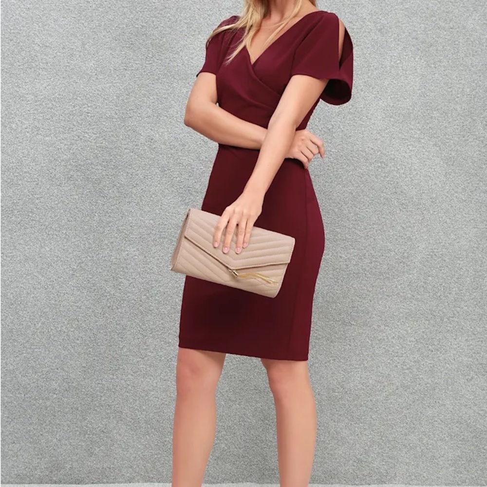 Lulu's Red Sheath Mini Dress with Flutter Sleeves